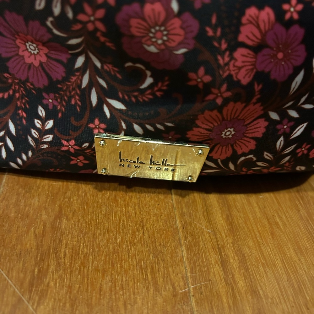 Nicole Miller Floral Cosmetic Bag - Black and Red - Picture 2 of 6